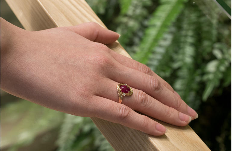 Ruby Ring, Ruby Cabochon Ring, Rose Gold Dress Ring, Dress Ring, Rose Gold