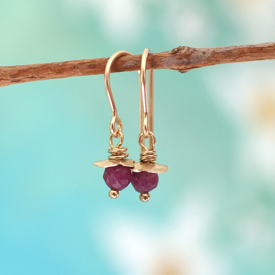 Ruby rosehip solid 9k gold earrings birthstone july lilygriffin nz anniversary