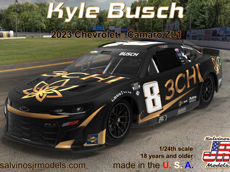Salvinos JR Models 1/24 Kyle Busch 2023 Camaro 3CHI (RCC2023KBP)