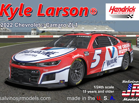 Salvinos JR Models 1/24 Kyle Larson 2022 Camaro ZL1 Valvoline (HMC2022KLV)