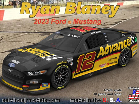 Salvinos JR Models 1/24 Ryan Blaney 2023 Ford Mustang Advance Auto Parts (PF2023RBA