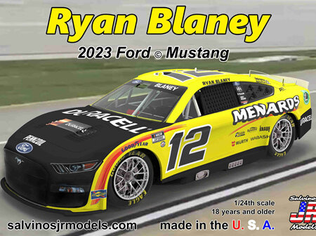 Salvinos JR Models 1/24 Ryan Blaney 2023 Mustang 'Menards' (PF2023RBP)