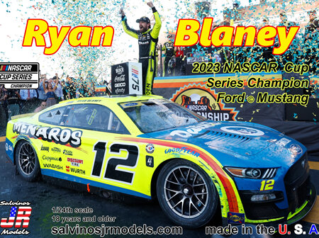 Salvinos JR Models 1/24 Ryan Blaney Mustang 2023 Champion (PF2023RBPX)