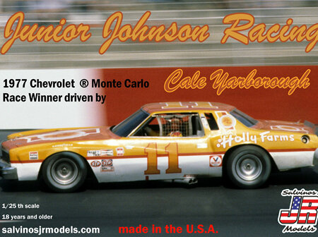 Salvinos JR Models 1/25 JJ Racing 1977 Chevrolet ® Monte Carlo driven by Cale Yarborough (SALJ1977)