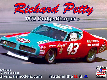 Salvinos JR Models 1/25 Richard Petty 1972 Dodge Charger Talladega (RPDC1972T)