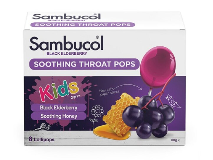 Sambucol Soothing Throat Pops 8 Lozenges
