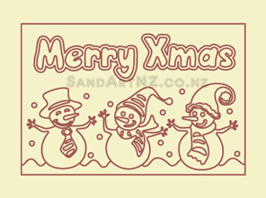SandART NZ - Christmas Cards,  Postcards, Snowmen dancing, snowman