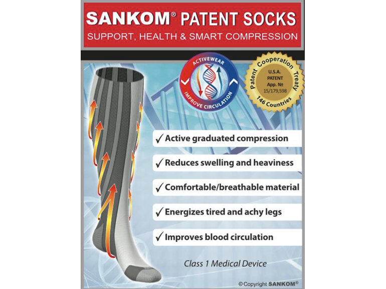 Sankom Compression Socks Grey Regular UK 3-5