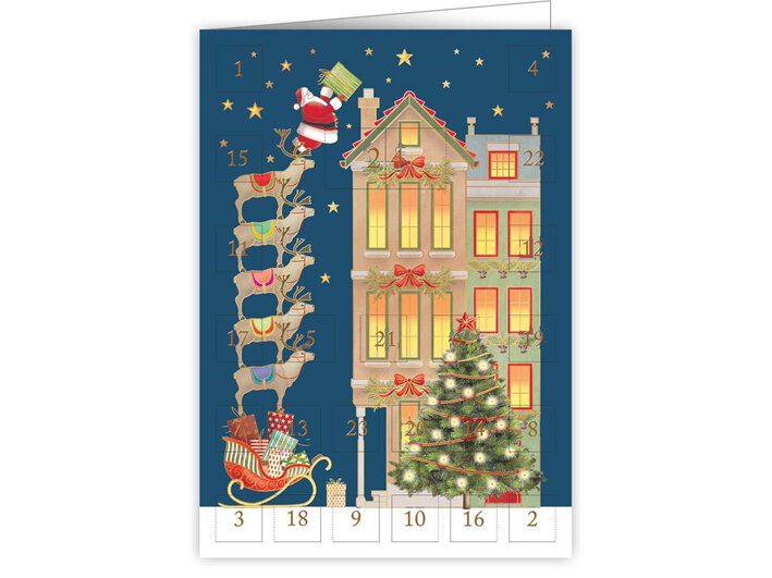 Santa Delivering Gifts Advent Calendar Christmas Card by Quire Publishing