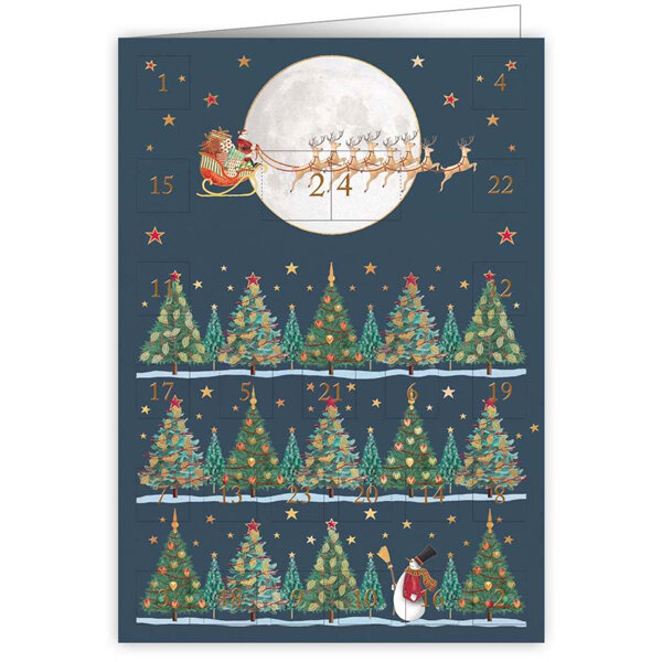 Santa in Sky Advent Calendar Christmas Card by Quire Publishing