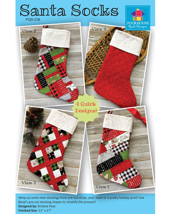 Santa Socks from Poorhouse Quilts