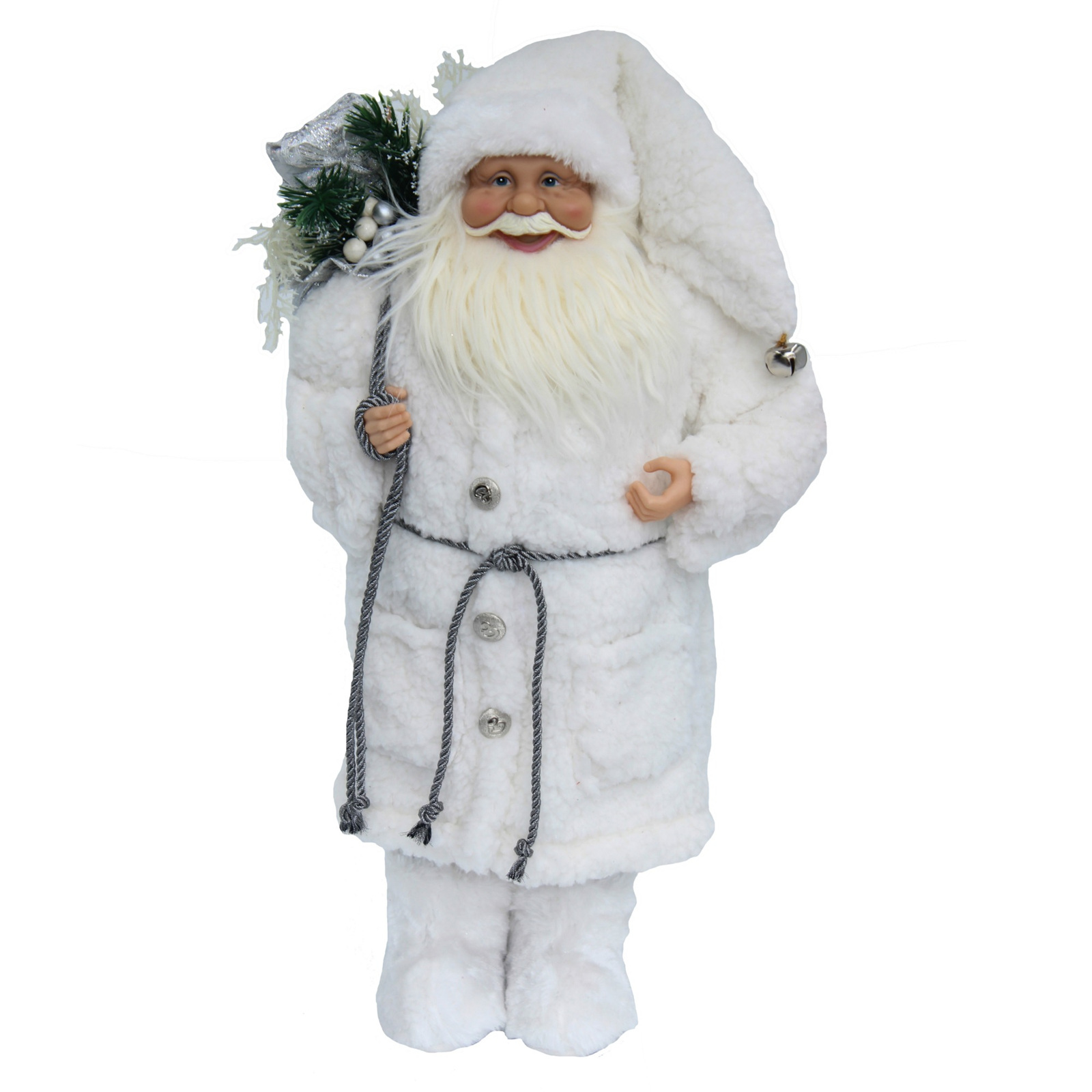 Santa - standing white with wooly jacket - Kingfisher Gifts Party & Xmas