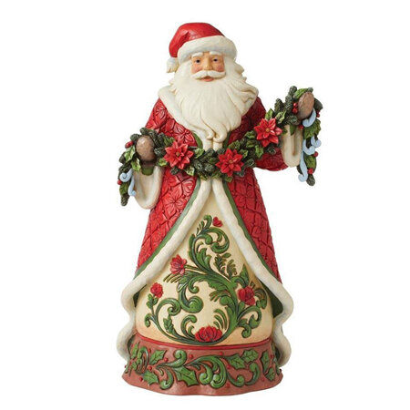 Santa with poinsettia  garland