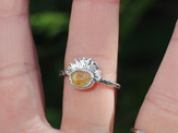 sapphire yellow sun sunshine sunrise sterling silver crown large ring Q