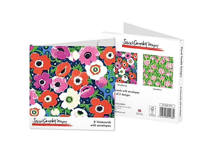 Sarah Campbell Designs Windflowers & Carnations 8 Notecards Pack