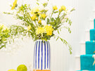 Sass & Belle Paros Blue Stripe Tall Vase 25cm