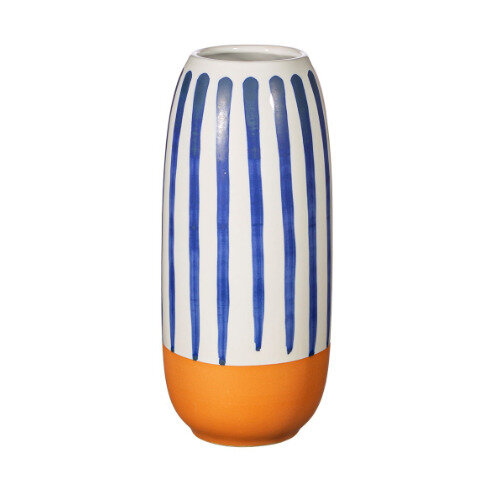 Sass & Belle Paros Blue Stripe Tall Vase 25cm