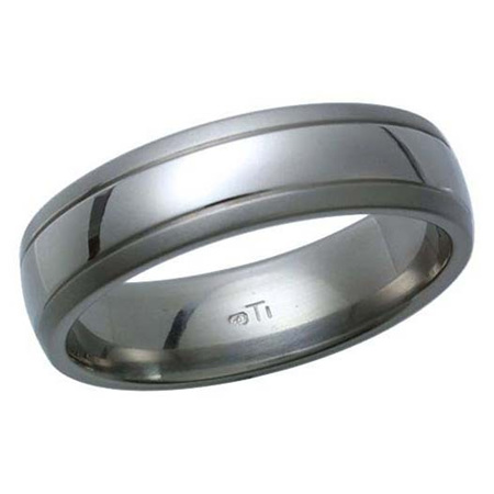 Satin and Polished Titanium Ring