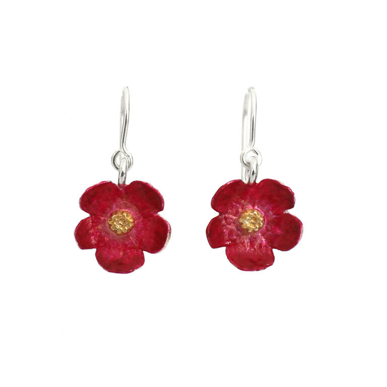 Scarlet Wild Rose Earrings