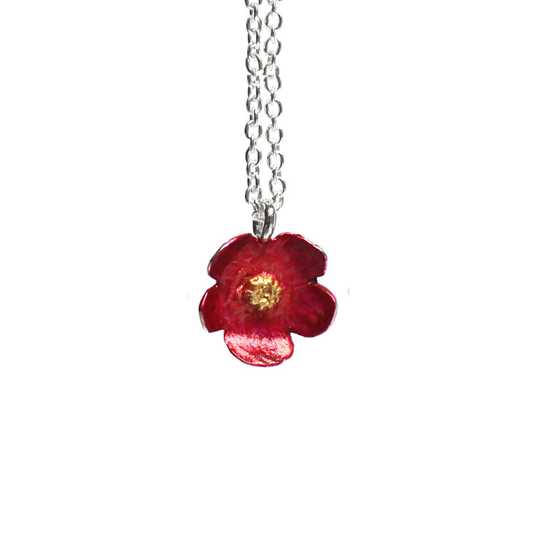 Scarlet Wild Rose Necklace