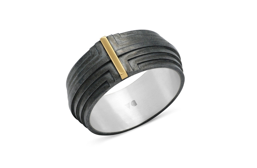 Scarpa: Oxidised Sterling Silver and 9ct Yellow Gold Ring