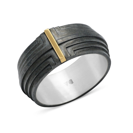 Scarpa: Oxidised Sterling Silver and 9ct Yellow Gold Ring