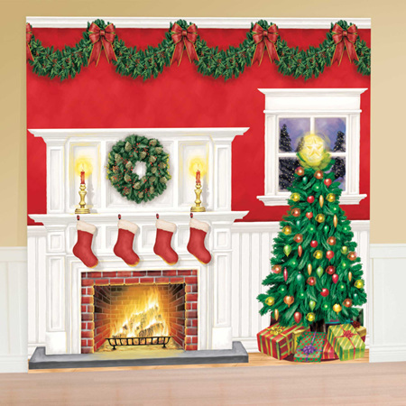 Scene setter - Christmas Tree and fireplace giant decorating pack