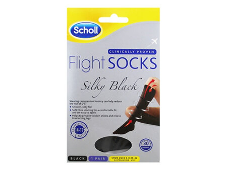 Scholl Flight Socks Black 8-10