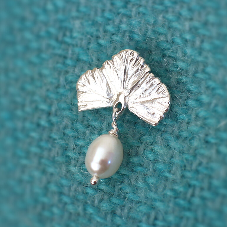 Sea Plume feather sterling pearl pin brooch wedding lily griffin nz jeweller