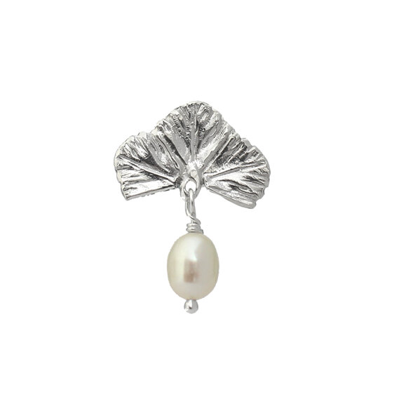 Sea plume ocean feather sterling silver pearl lapel pin brooch wedding nz