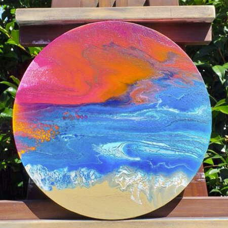 Seascape Sunset - Fluid Art by Amanda Adams