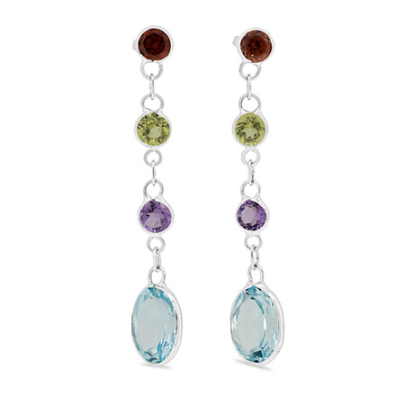 Seashore: Coloured Stone Drop Stud Earrings