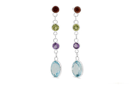 Seashore: Coloured Stone Drop Stud Earrings
