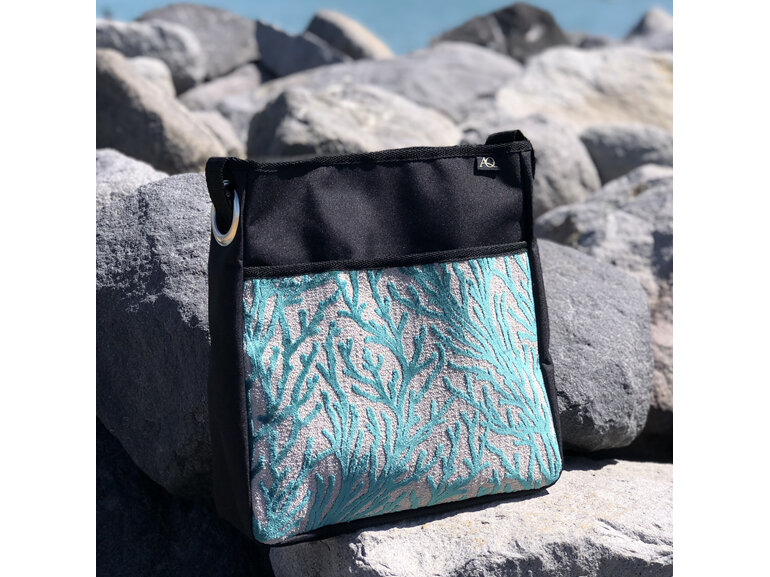 Seaweed inspired crossbody bag.