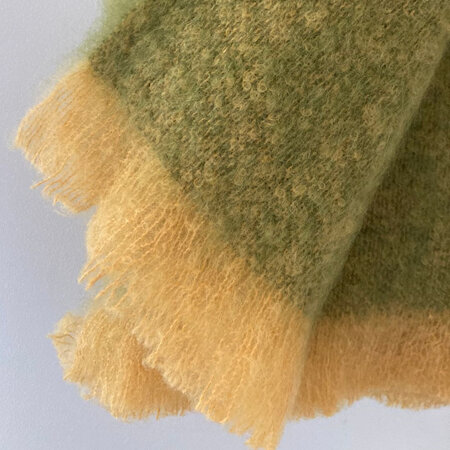 SECOND - Mohair Throw Blanket - Gold + Green Marl
