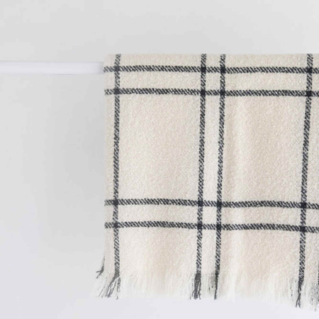 SECOND - Wool Throw Blanket - Cream Window Check