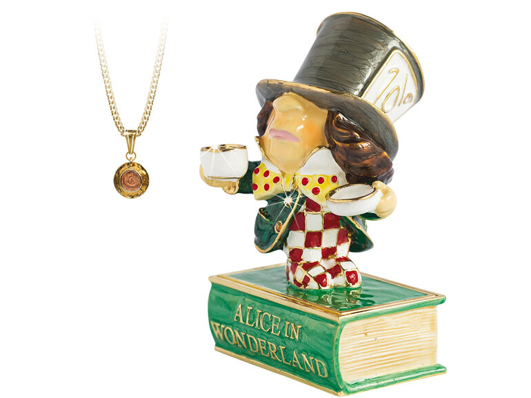 Secrets from Hidden Treasures Cloisonne Collectible Alice in Wonderland Mad Hatt