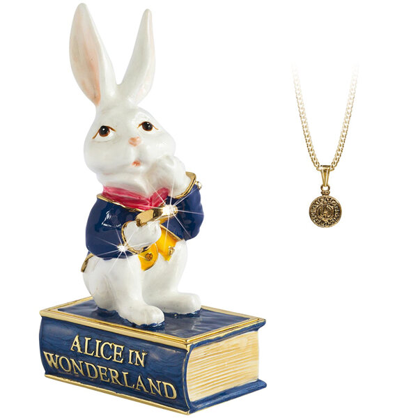 Secrets from Hidden Treasures Cloisonne Collectible Alice in Wonderland White Rabbit