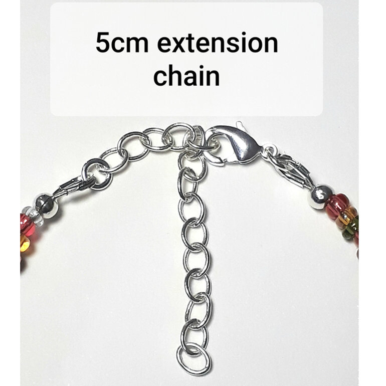 Seed bead necklacle with extender chain