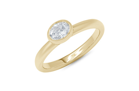 Serenity: East-West Bezel Set Oval Diamond Solitaire Ring