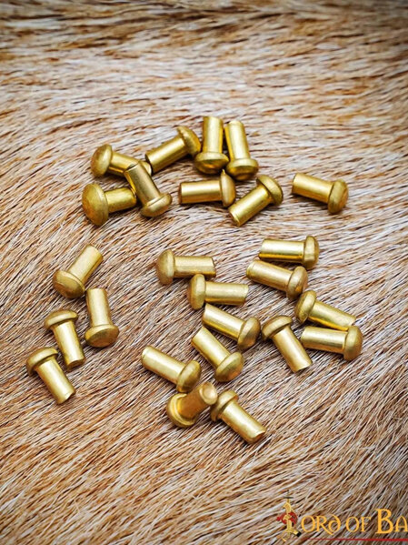 Set of 25 Brass Rivets (10mm Shank)