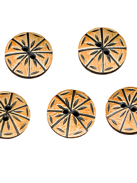 Set of 5 Horn Buttons with Geometrical Design