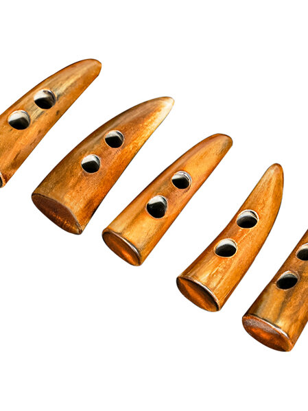 Set of 5 Plain Light Brown Horn Toggles