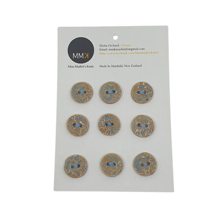 Set of Nine Buttons - 1.5cm Circle Stone / Light Blue