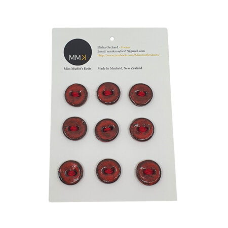 Set of Nine Buttons - 1.5cm Circle Burnt Orange