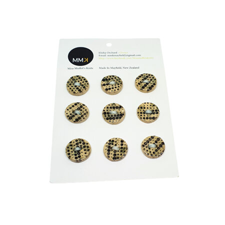 Set of Nine Buttons - 1.5cm Circle Black Spots