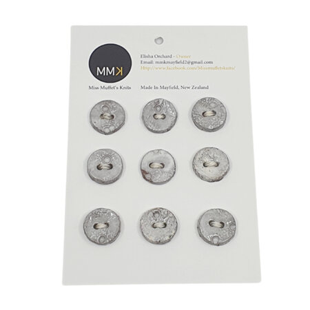 Set of Nine Buttons - 1.5cm Circle Grey