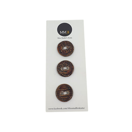 Set of Three Buttons - 2cm Circle Brown Mix