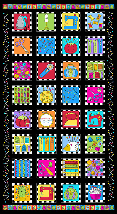 Sew Happy - Panel Black