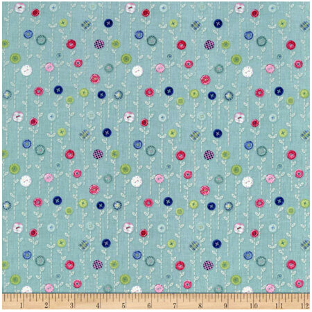 Sew Little Time Button Flowers Teal 27617-443